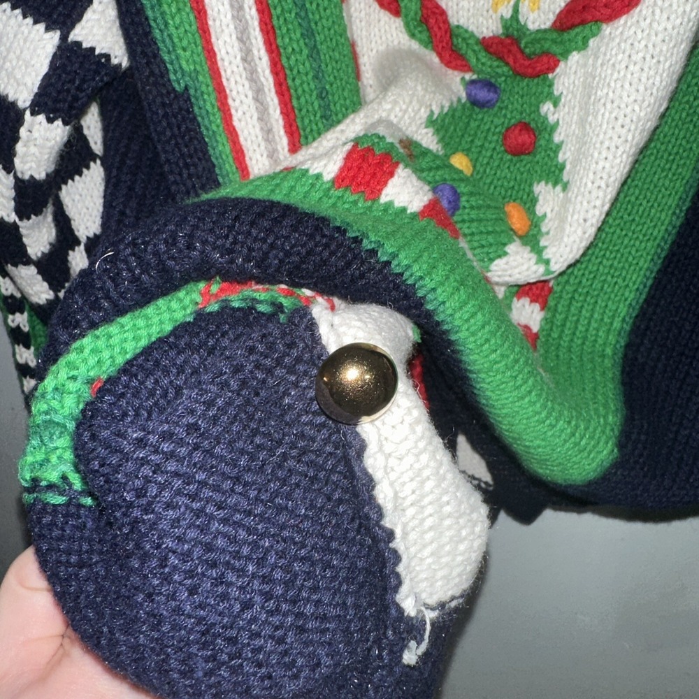NWT the Eagle's Eye vintage Christmas Knit Sweater Women L noel cat floral 1991 - Picture 12 of 12